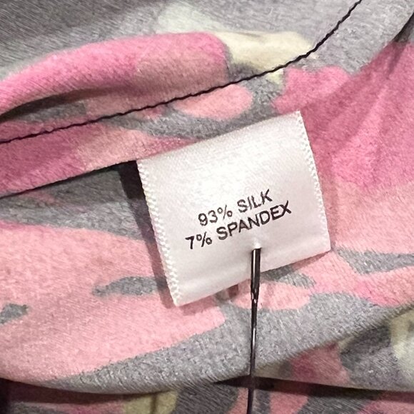 St John Floral Silk Cowl Neck Sleeveless Top, Black Magenta Green, 8/10 - Picture 5 of 8